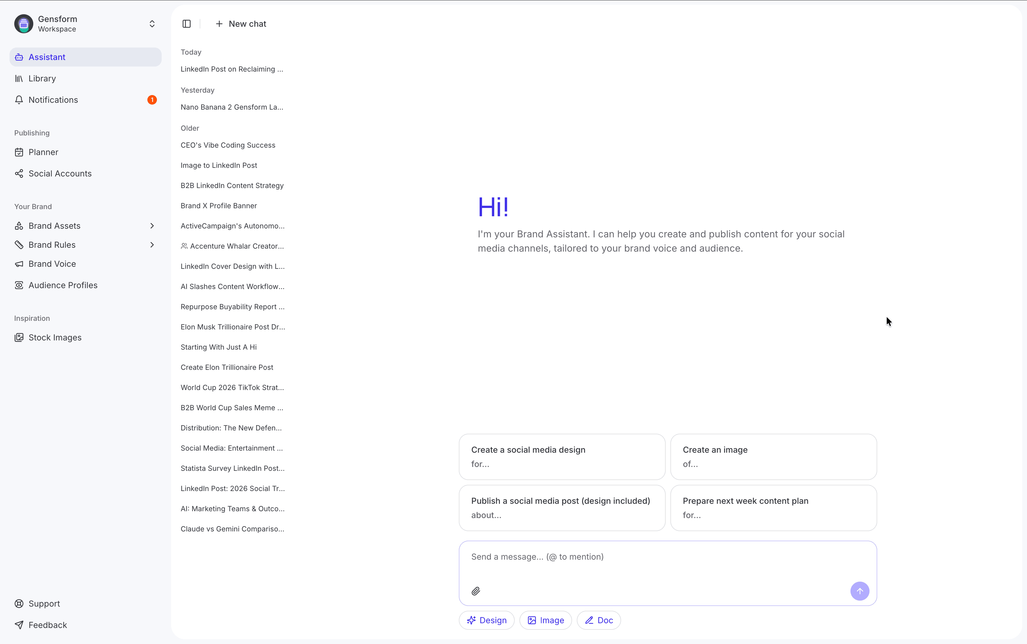 Brand assistant chat home