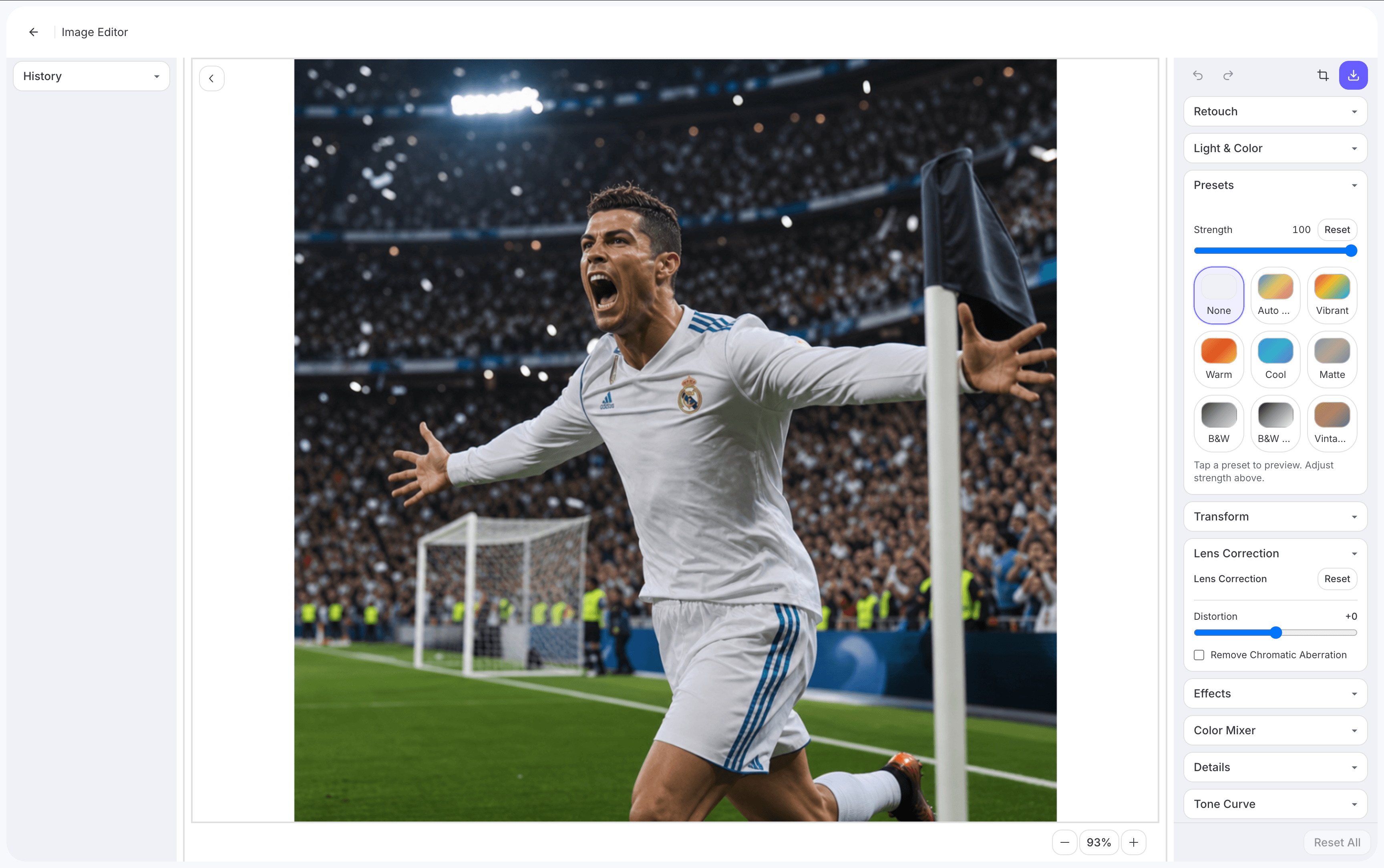 AI image editor with presets